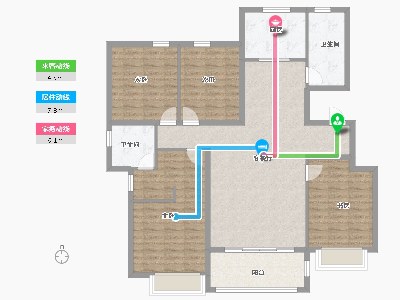 天津-天津市-京能雍清丽苑一期雍清丽苑一期22号楼建面147m²-115.35-户型库-动静线