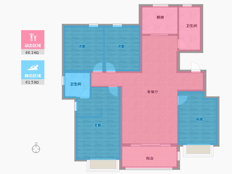 天津-天津市-京能雍清丽苑一期雍清丽苑一期22号楼建面147m²-115.35-户型库-动静分区