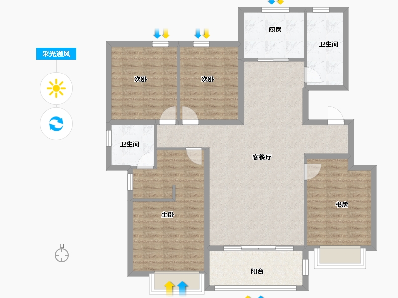 天津-天津市-京能雍清丽苑一期雍清丽苑一期22号楼建面147m²-115.35-户型库-采光通风