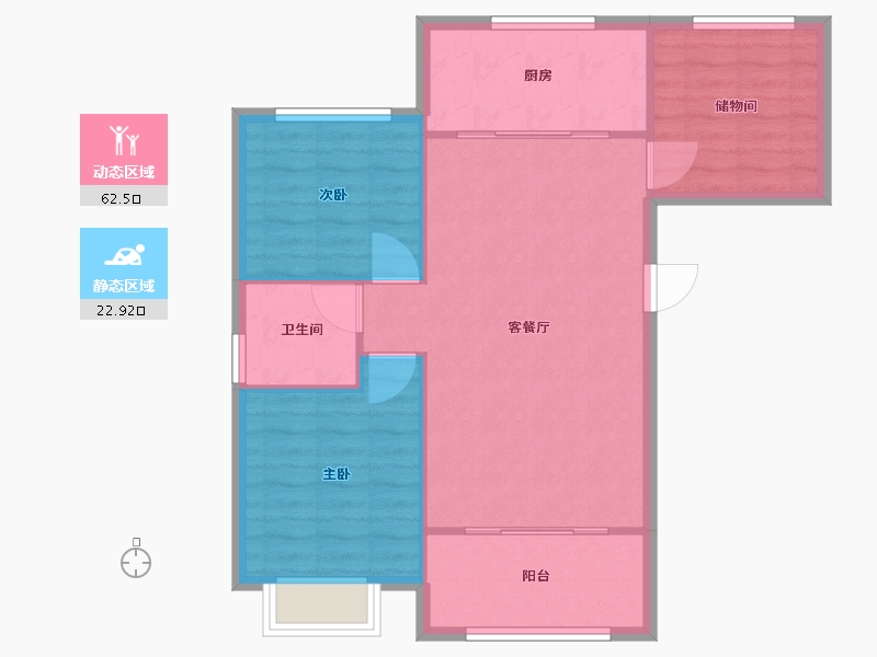 天津-天津市-花样年家天下I户型建面98m²-78.40-户型库-动静分区