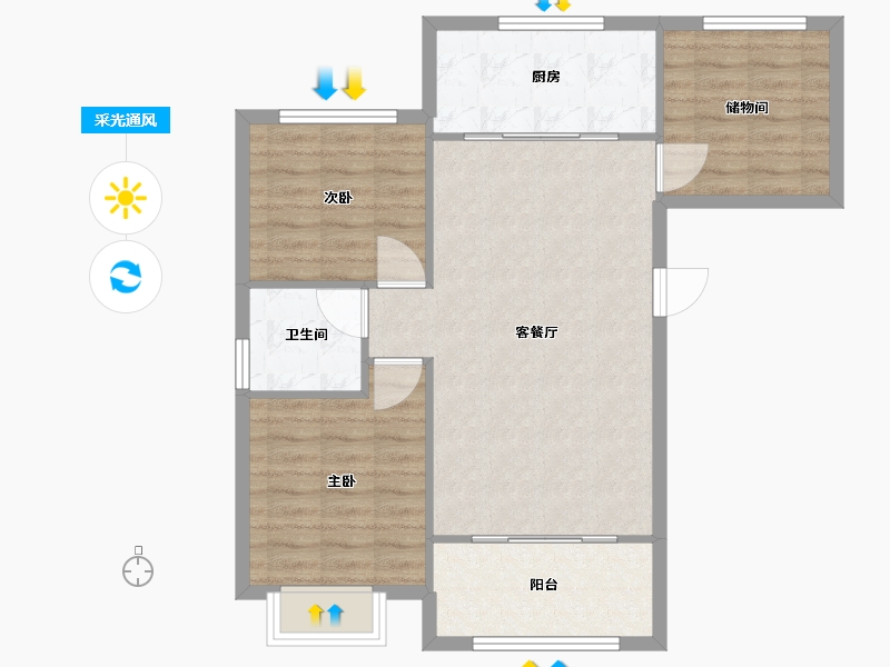 天津-天津市-花样年家天下I户型建面98m²-78.40-户型库-采光通风