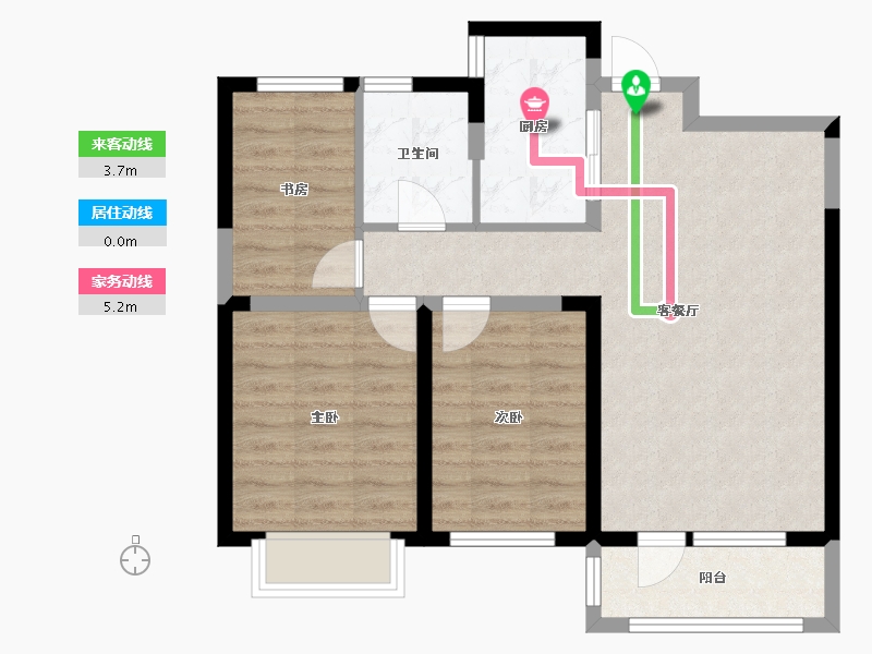 天津-天津市-荔城玉锦园A2户型建面107㎡-71.78-户型库-动静线