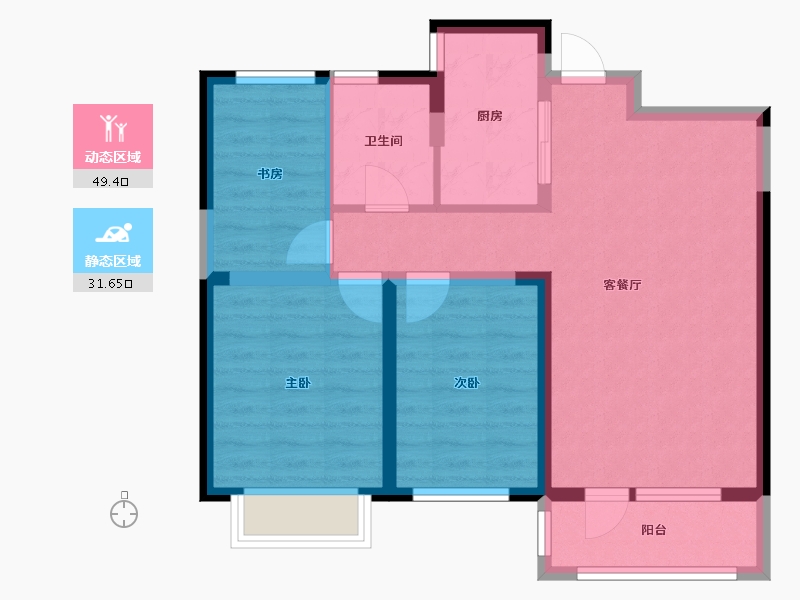 天津-天津市-荔城玉锦园A2户型建面107㎡-71.78-户型库-动静分区