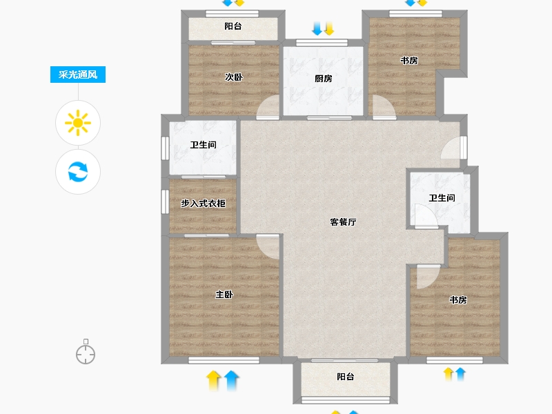 天津-天津市-御湖庄园品澜花苑8号楼建面144m²-111.76-户型库-采光通风