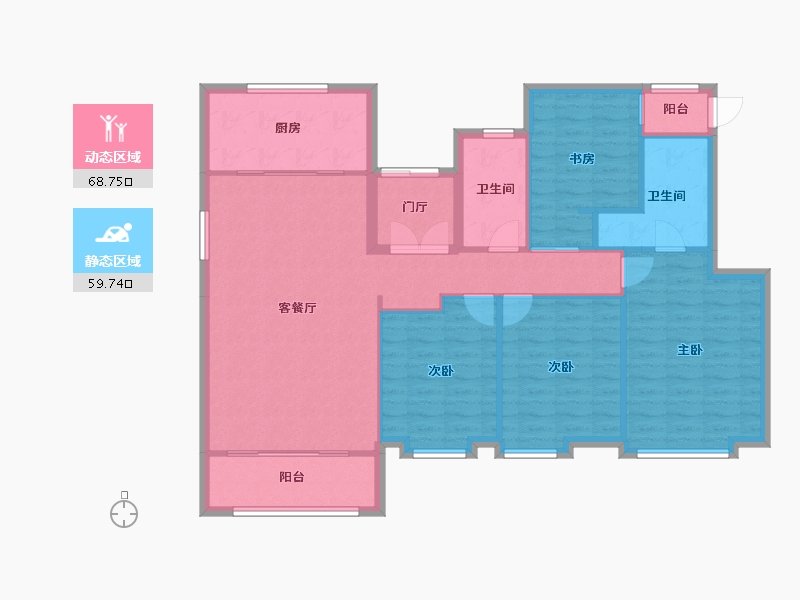 天津-天津市-奥克斯泉上文华8号楼,9号楼,11号楼,12号楼建面130m²-117.39-户型库-动静分区