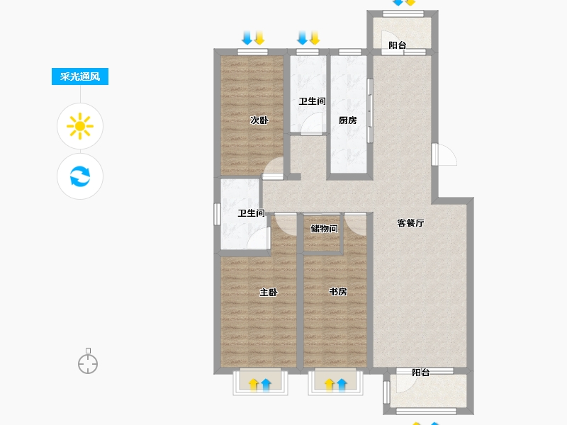 天津-天津市-京津雄苑金润家园3号楼,金润家园5号楼,建面137m²-109.60-户型库-采光通风