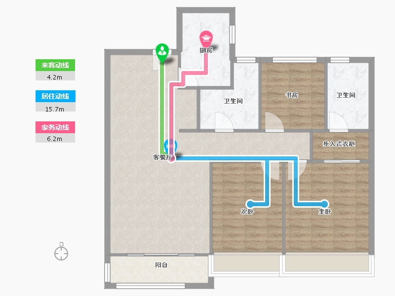 天津-天津市-仁恒公园世纪2号楼,5号楼,11号楼,1号楼,7号楼,8号楼建面128m²-102.39-户型库-动静线