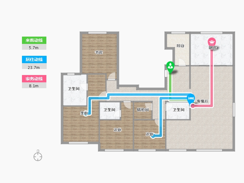 天津-天津市-宾西路5号5号楼建面225m²-180.00-户型库-动静线