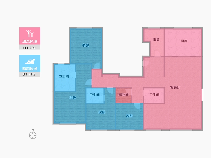 天津-天津市-宾西路5号5号楼建面225m²-180.00-户型库-动静分区