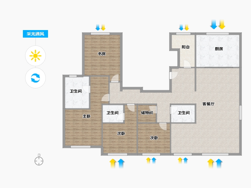 天津-天津市-宾西路5号5号楼建面225m²-180.00-户型库-采光通风