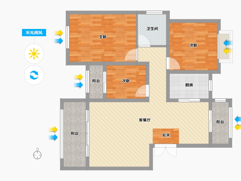 江西省-宜春市-金领国际-93.34-户型库-采光通风