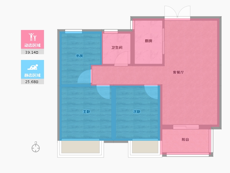 河南省-郑州市-汇泉西悦城-57.65-户型库-动静分区