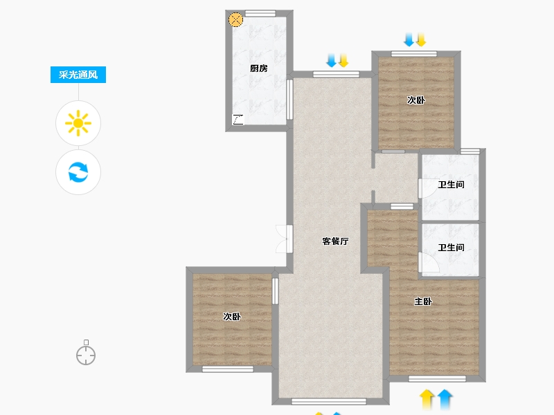 黑龙江省-哈尔滨市-哈尔滨融创城・领域-105.59-户型库-采光通风