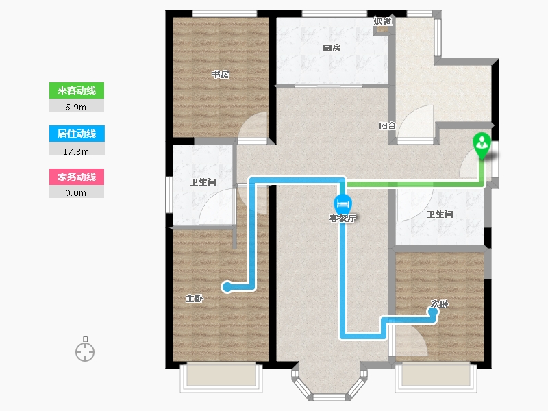 天津-天津市-万科滨海大都会观文轩4号楼建面156m²-124.67-户型库-动静线