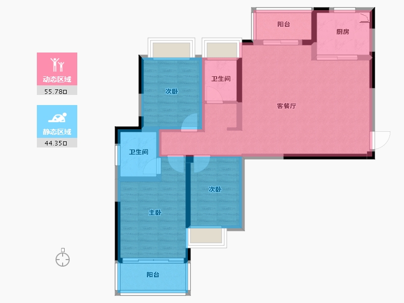 湖北省-武汉市-清能清江锦城-88.80-户型库-动静分区