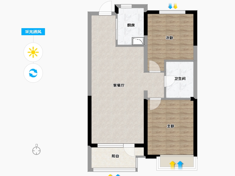 辽宁省-大连市-融创海逸长洲-70.68-户型库-采光通风