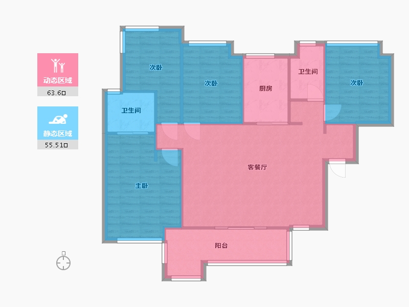 湖南省-长沙市-蓝光雍锦半岛建面138m²-109.18-户型库-动静分区