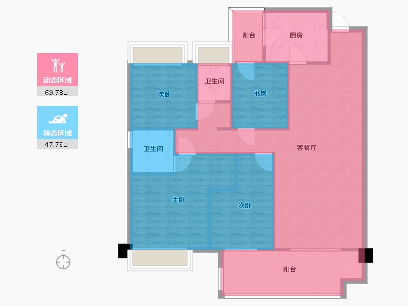 湖南省-长沙市-金侨风华府建面137m²-107.49-户型库-动静分区