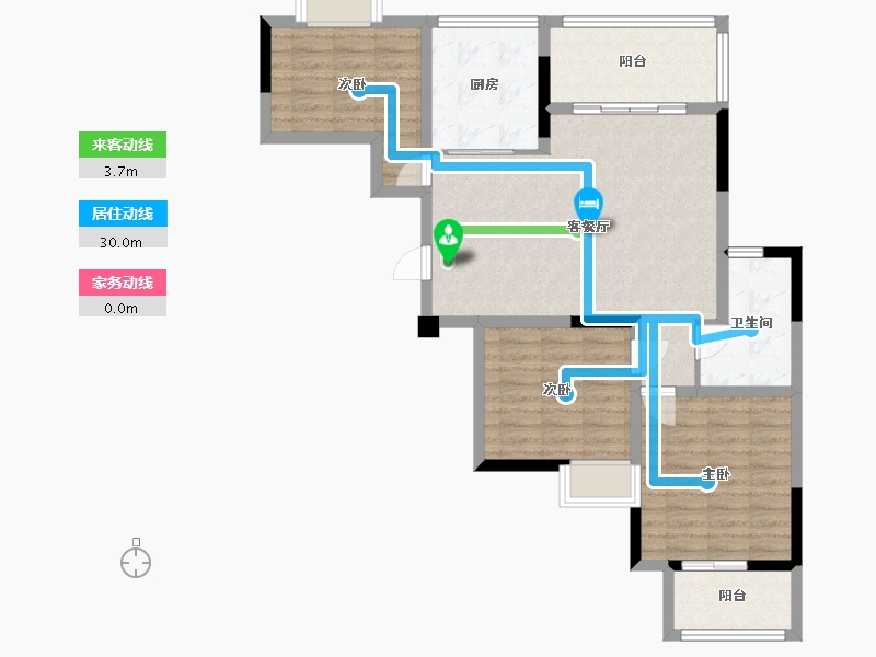 湖南省-长沙市-九龙领仕汇36号栋建面110m²-87.52-户型库-动静线