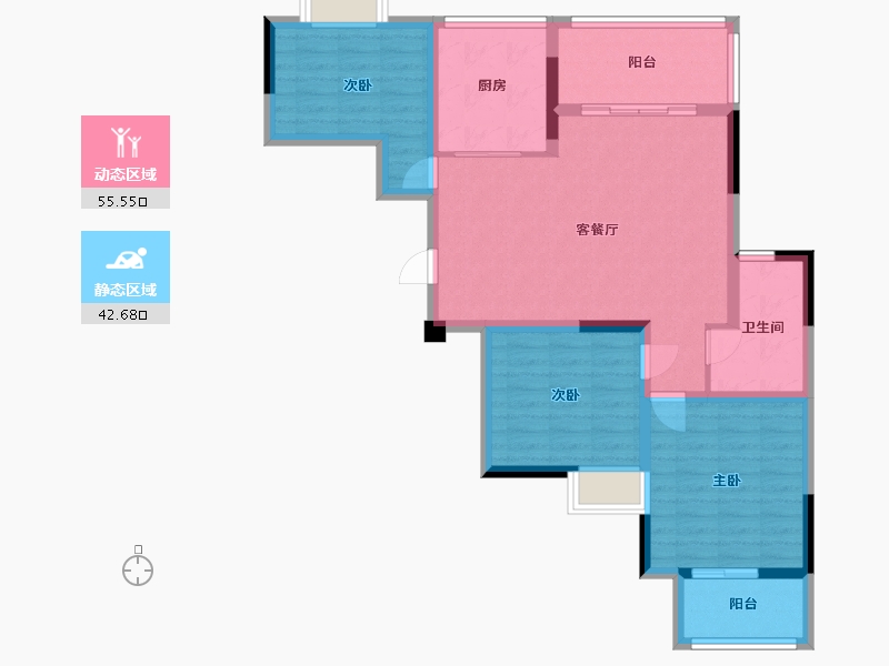 湖南省-长沙市-九龙领仕汇36号栋建面110m²-87.52-户型库-动静分区