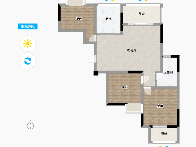 湖南省-长沙市-九龙领仕汇36号栋建面110m²-87.52-户型库-采光通风