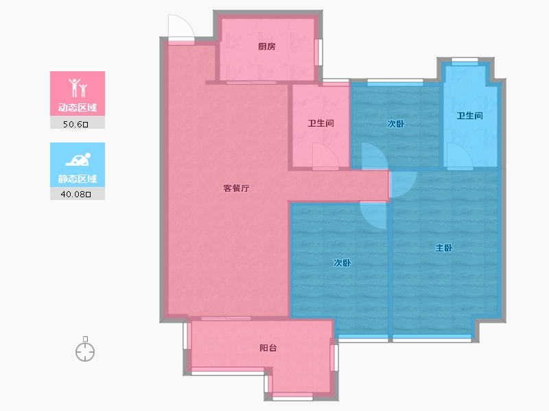 湖南省-长沙市-蓝光雍锦半岛建面108m²-82.47-户型库-动静分区