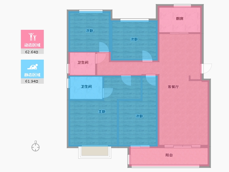 湖南省-长沙市-龙湖春江郦城1号楼,3号楼,4号楼,5号楼,6号楼,7号楼建面150m²-112.31-户型库-动静分区