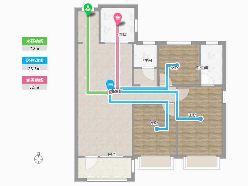 山东省-青岛市-远洋万和公馆建面130m²-104.00-户型库-动静线