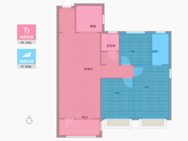 山东省-青岛市-远洋万和公馆建面130m²-104.00-户型库-动静分区