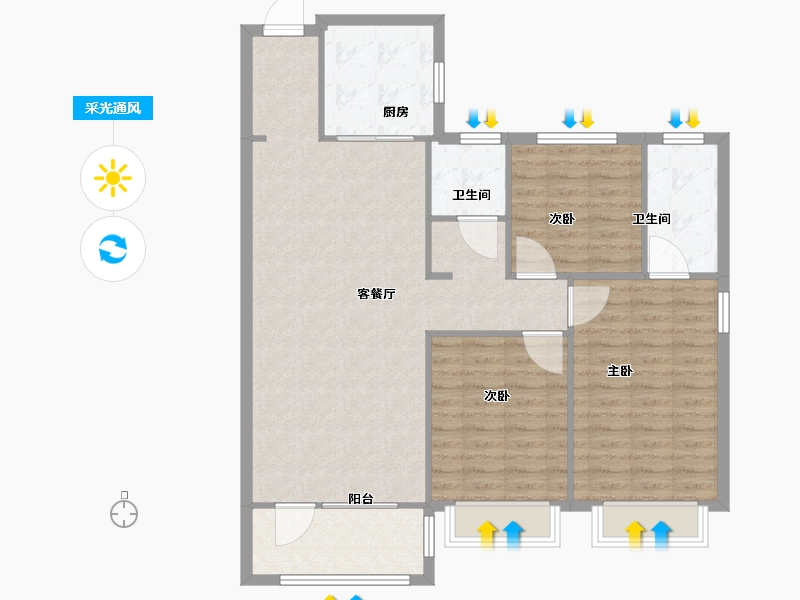 山东省-青岛市-远洋万和公馆建面130m²-104.00-户型库-采光通风