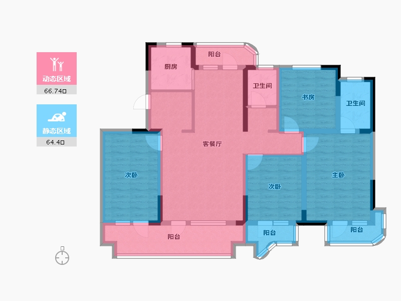 山东省-青岛市-港中旅蓝谷一号C户型建面142m²-114.95-户型库-动静分区