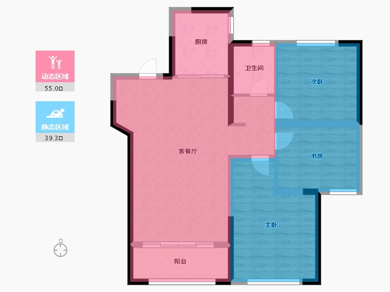 山东省-青岛市-千业新城建面106㎡-84.80-户型库-动静分区