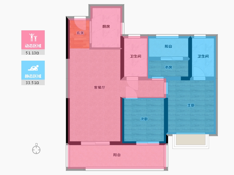 湖南省-长沙市-春晖花园-74.71-户型库-动静分区