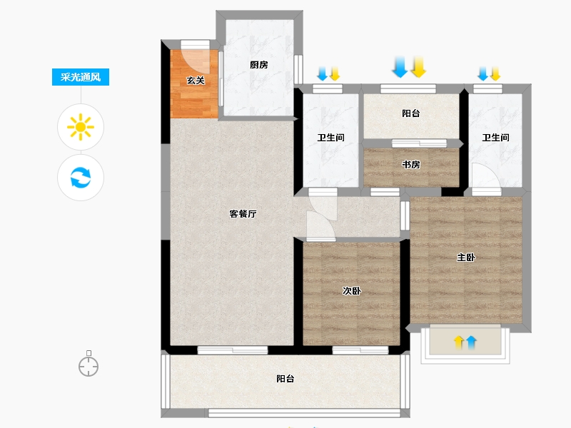 湖南省-长沙市-春晖花园-74.71-户型库-采光通风