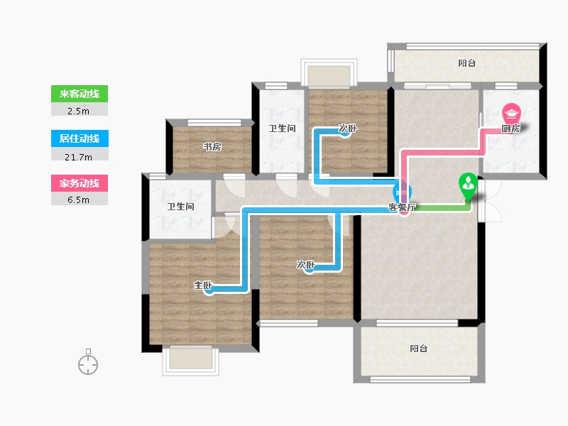 湖南省-长沙市-春晖花园-107.62-户型库-动静线