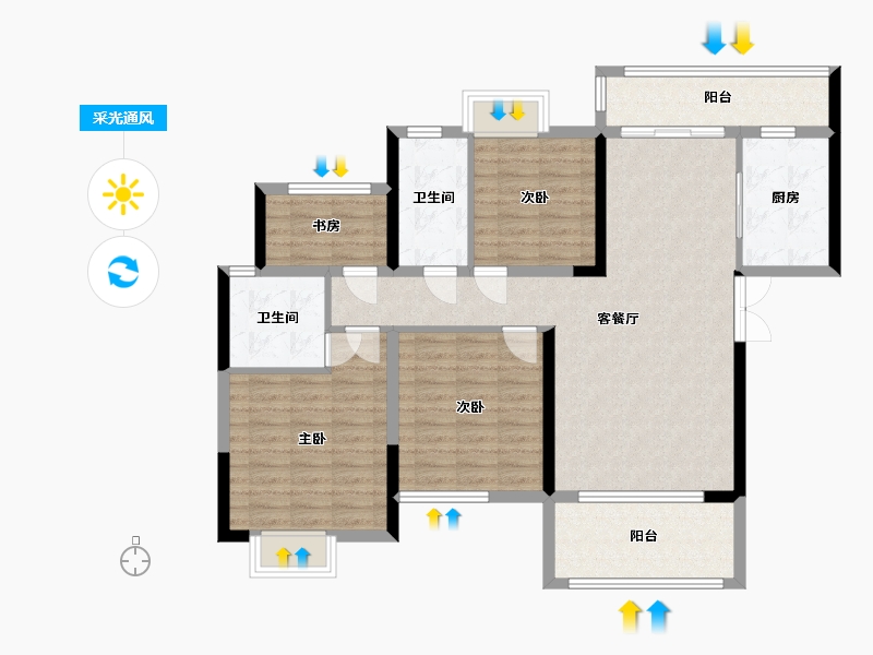 湖南省-长沙市-春晖花园-107.62-户型库-采光通风