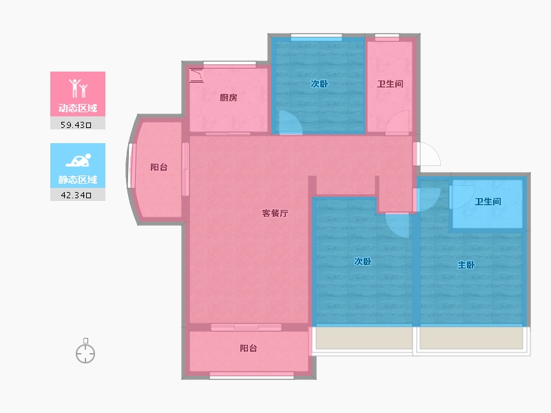 山东省-德州市-东海・现代城-90.97-户型库-动静分区