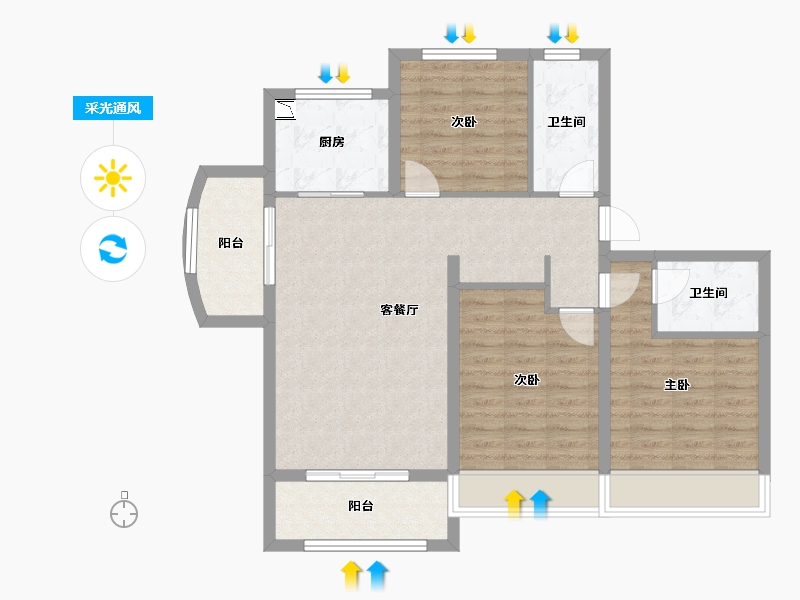 山东省-德州市-东海・现代城-90.97-户型库-采光通风