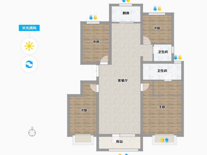 河北省-廊坊市-北辰香麓-119.85-户型库-采光通风