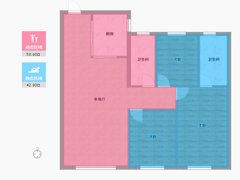 辽宁省-沈阳市-融创方林徽府昆山路25-5号（2号楼）117m²-85.98-户型库-动静分区