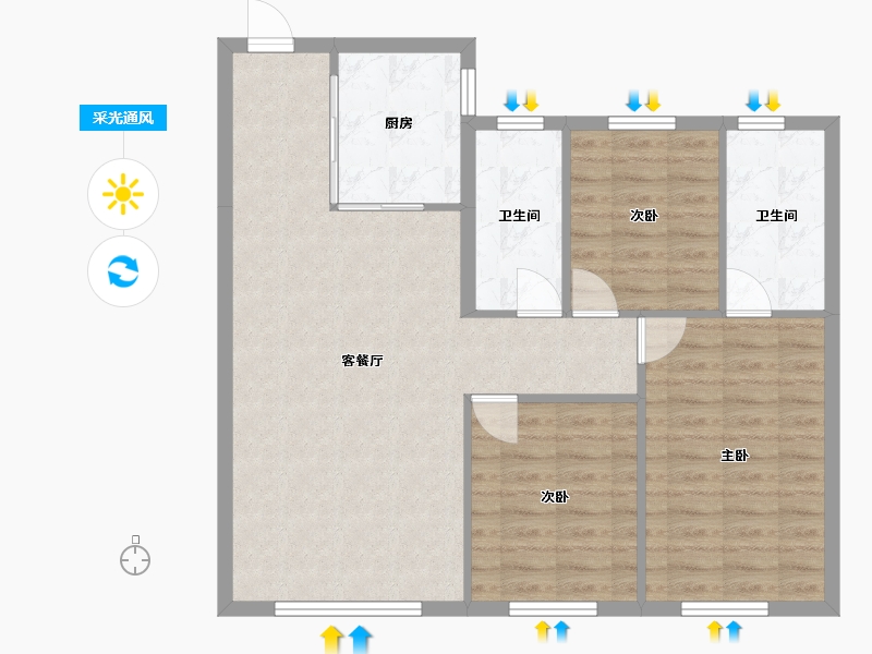 辽宁省-沈阳市-融创方林徽府昆山路25-5号（2号楼）117m²-85.98-户型库-采光通风