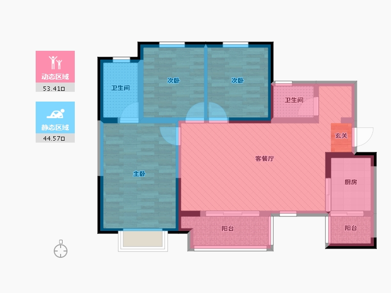 四川省-广安市-帝谷公园城-84.73-户型库-动静分区