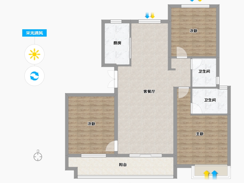 山东省-临沂市-三众十里阳光-108.99-户型库-采光通风