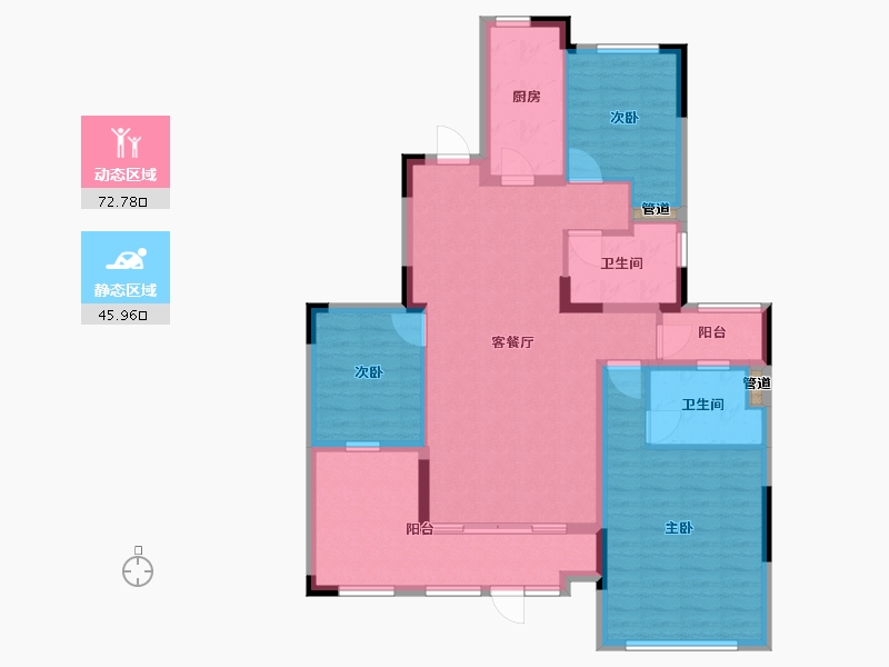 辽宁省-沈阳市-沈阳恒大四季上东全运五路(二期2号楼）F1户型134m²-107.20-户型库-动静分区