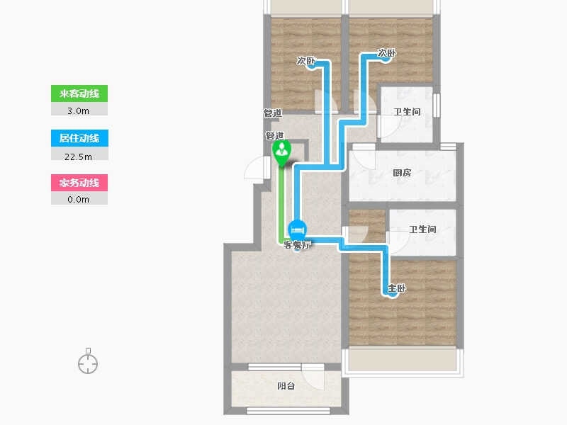 辽宁省-沈阳市-保利中粮堂悦柳林一街69号（6号楼）98m²-74.36-户型库-动静线