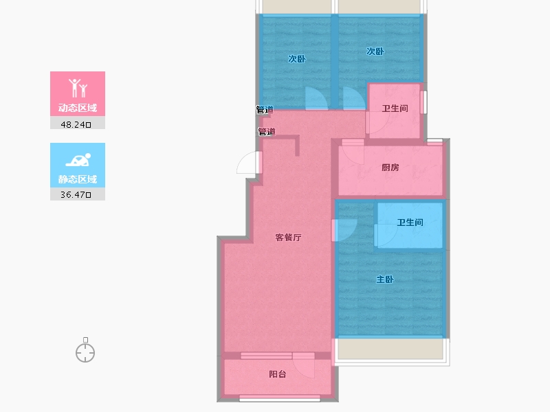 辽宁省-沈阳市-保利中粮堂悦柳林一街69号（6号楼）98m²-74.36-户型库-动静分区