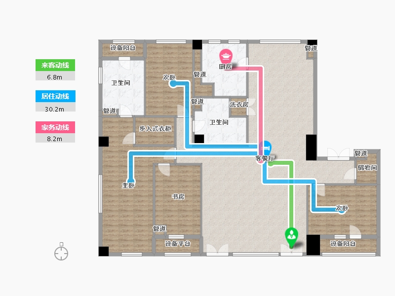 辽宁省-沈阳市-裕沁听月轩全运五路105-6号,105-7号252m²-201.60-户型库-动静线