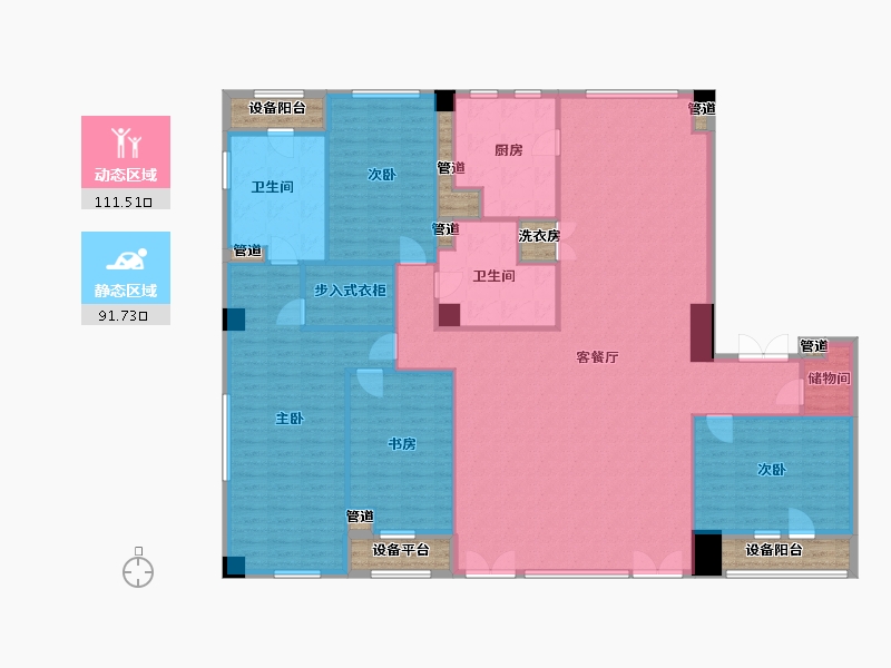 辽宁省-沈阳市-裕沁听月轩全运五路105-6号,105-7号252m²-201.60-户型库-动静分区