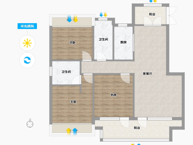 辽宁省-沈阳市-荣盛锦绣御府梅江街（12,4,8,24）号楼118m²-92.64-户型库-采光通风