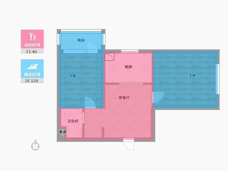 辽宁省-沈阳市-世纪学府皇姑区淮河街11号（A座）52m²-41.68-户型库-动静分区